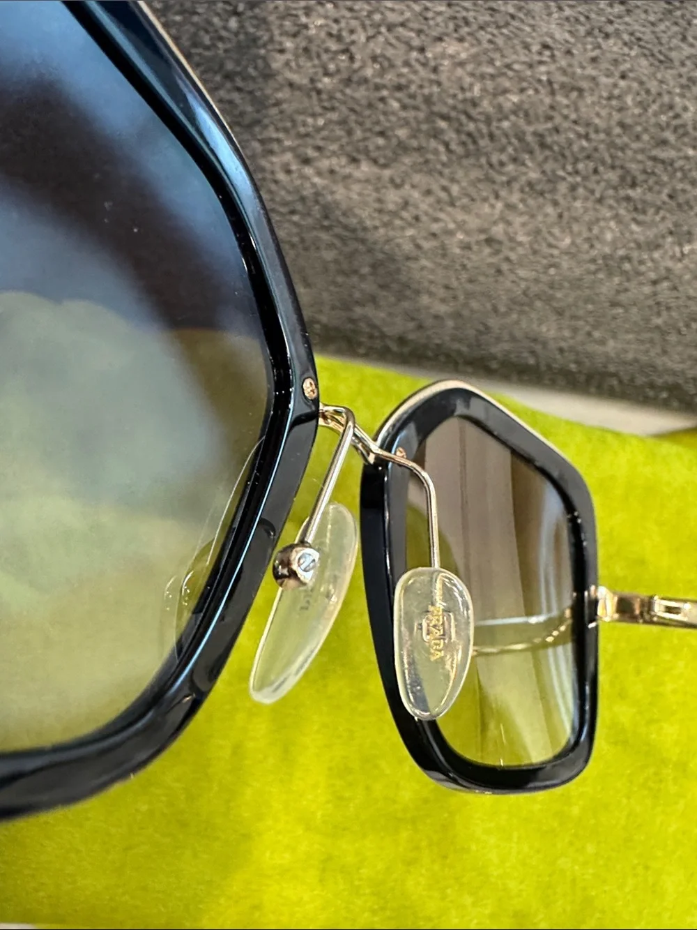 Prada Black Square Frame Sunglasses with Brown Lenses